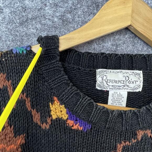 Vintage Reference Point Sweater Womens Large Black Autumnal 80s Granny Cottage - Picture 4 of 6